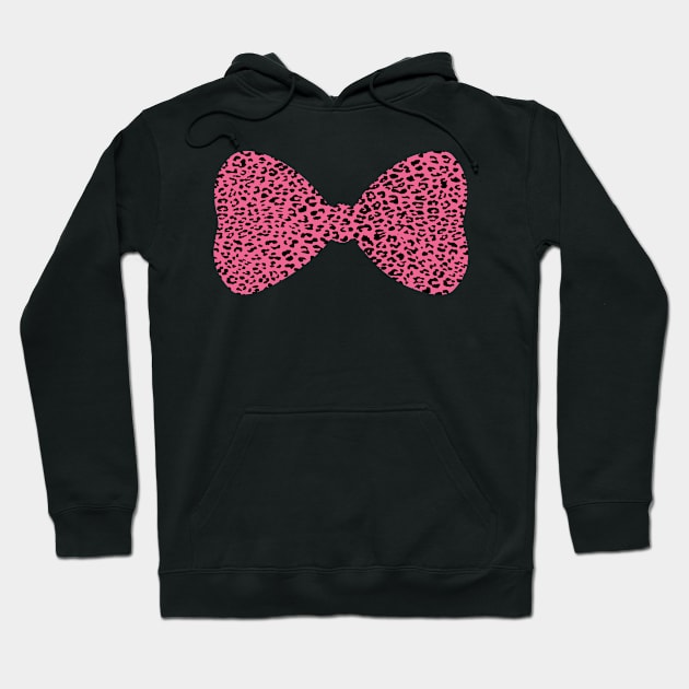 Cute Pink Leopard Bow Tie Graphic Gift For Women, Teens & Girls Hoodie by Haute Leopard